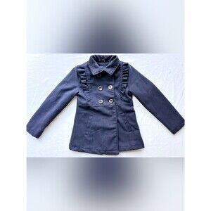 Cherokee Girls Navy Peacoat Jacket Size 7/8 – Double Breasted, Ruffle Detail